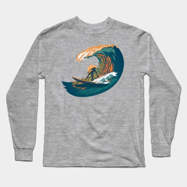 Ocean Life Surf Club retro surf poster Long Sleeve T-Shirt by SFDesignstudio